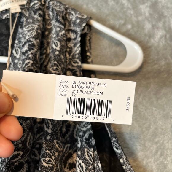 Rebecca Taylor Floral Print Black and White Silk Sleeveless Jumpsuit Size 12 New - Picture 6 of 11